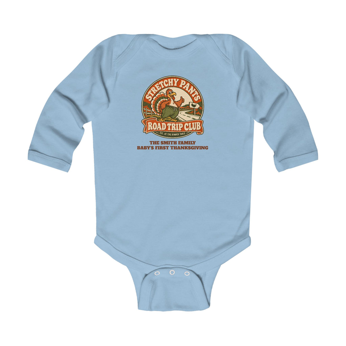 Custom Baby Stretchy Pants Thanksgiving Long Sleeve Bodysuit