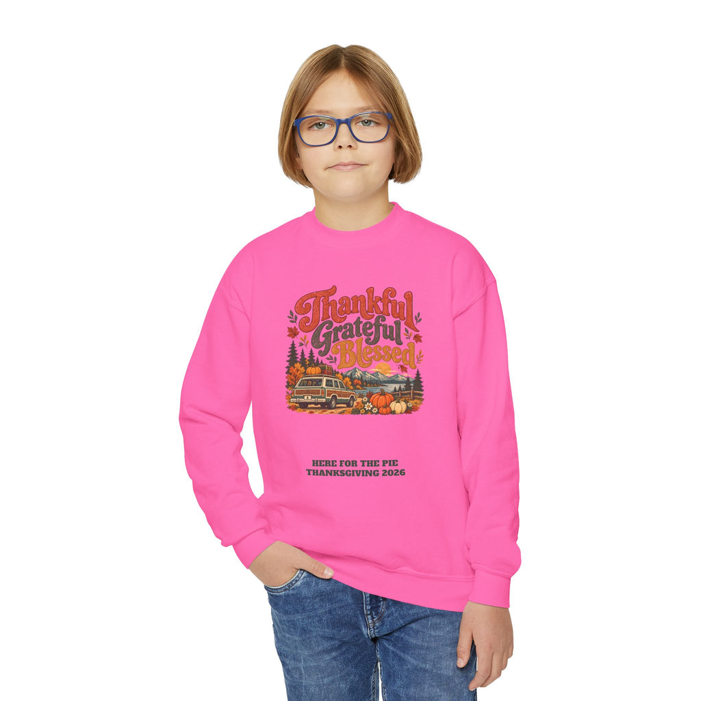 Custom Kids Thankful Grateful Blessed Thanksgiving Road Trip Sweatshirt