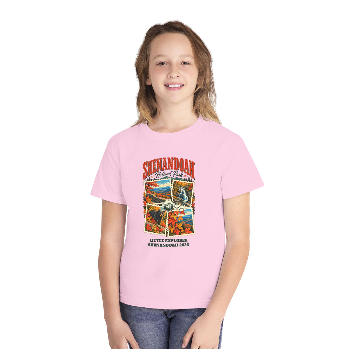 Custom Kids Shenandoah National Park Stamp Collage Shirt