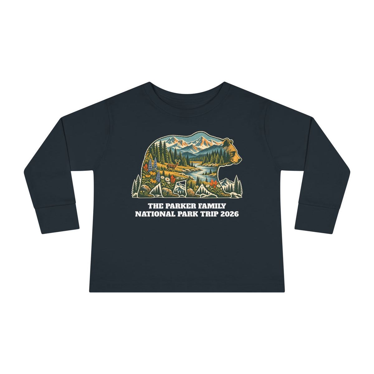 Custom Toddler National Park Bear Long Sleeve Shirt