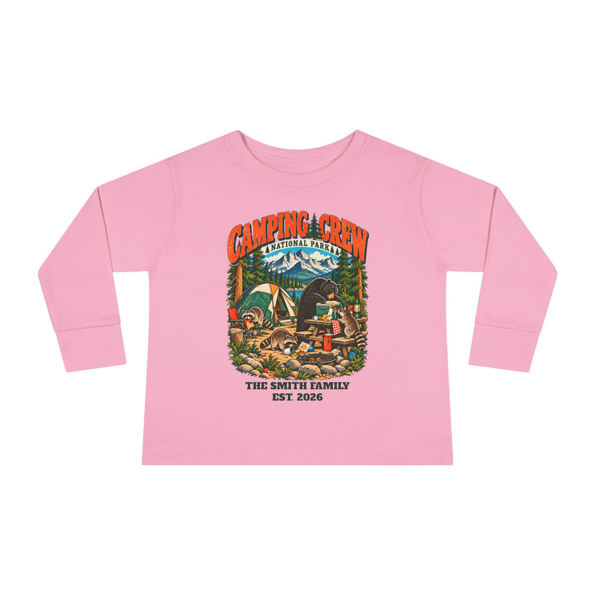 Custom Toddler Camping Crew Camping Long Sleeve Shirt
