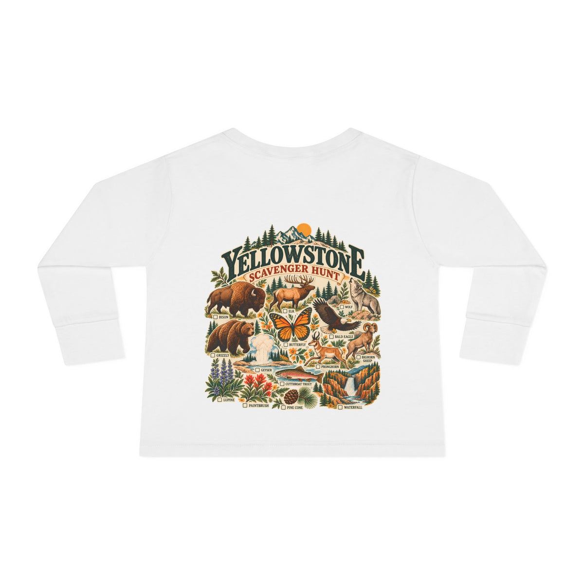 Custom Toddler Yellowstone Scavenger Hunt Long Sleeve Shirt