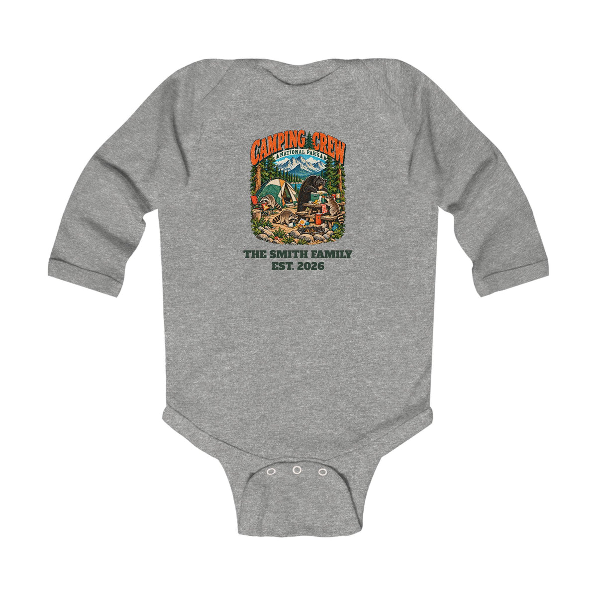 Custom Baby Camping Crew Camping Long Sleeve Onesie