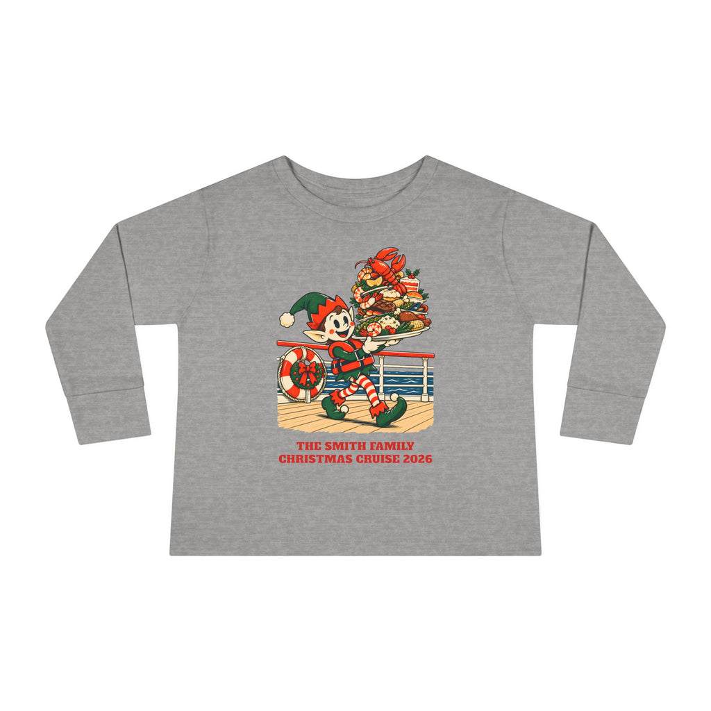 Custom Toddler Elf Cruise Buffet Christmas Long Sleeve Shirt