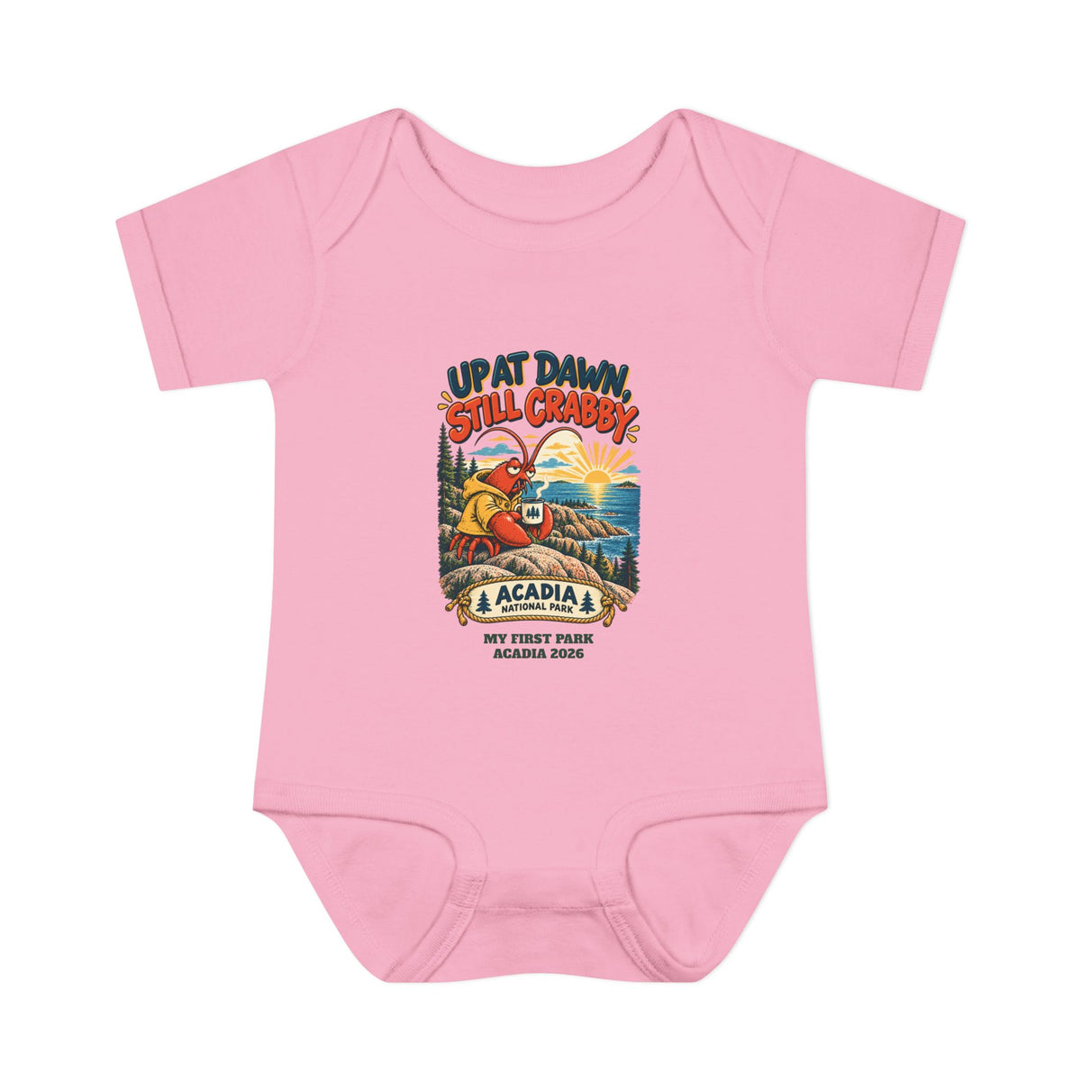 Custom Baby Acadia National Park Still Crabby Onesie