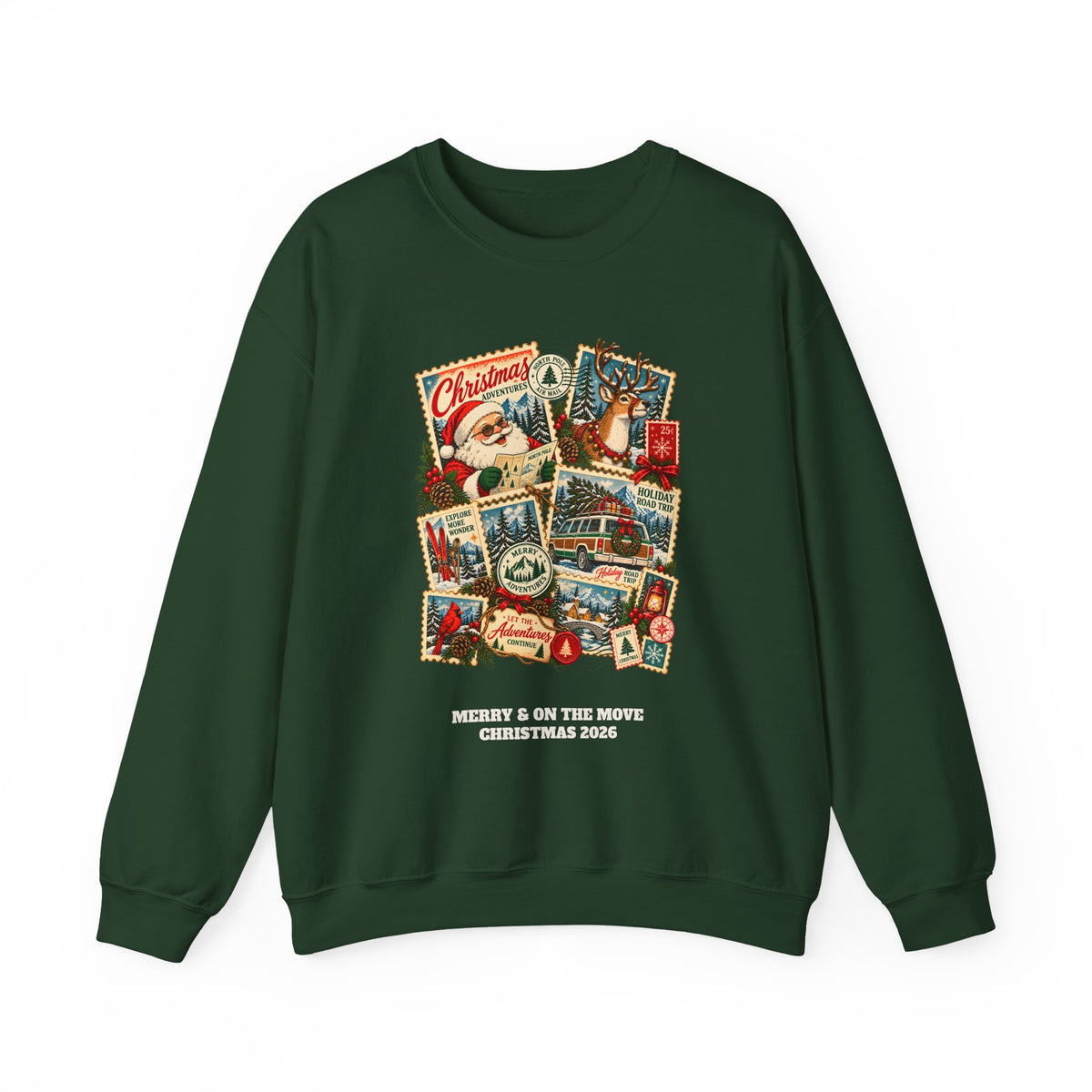 Custom Christmas Adventures Vintage Stamp Sweatshirt