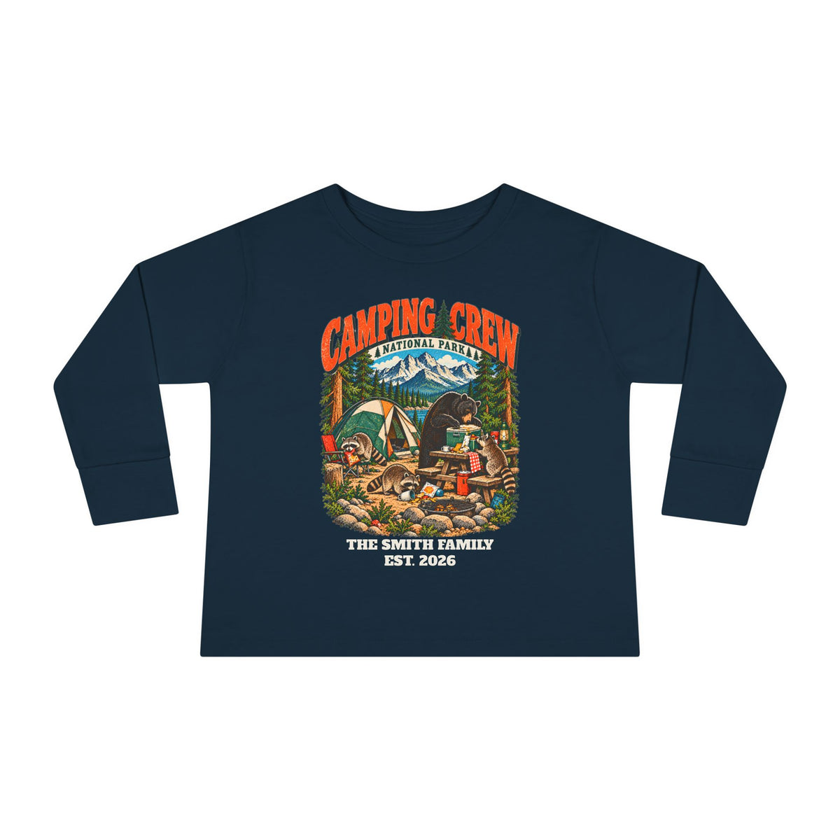 Custom Toddler Camping Crew Camping Long Sleeve Shirt