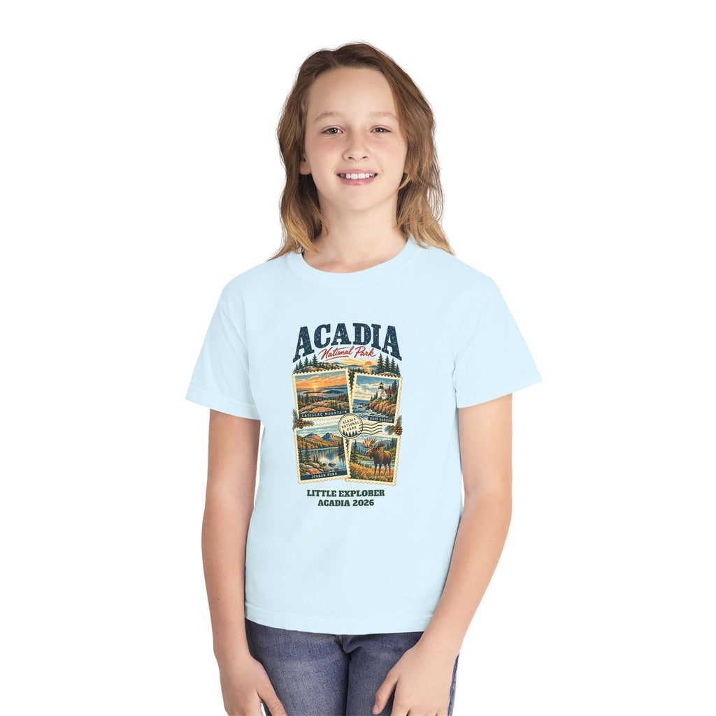 Custom Kids Acadia National Park Stamp Collage Shirt