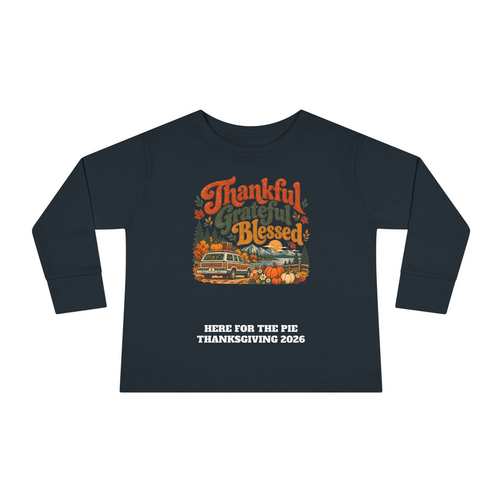 Custom Toddler Thankful Grateful Blessed Thanksgiving Road Trip Long Sleeve Shirt