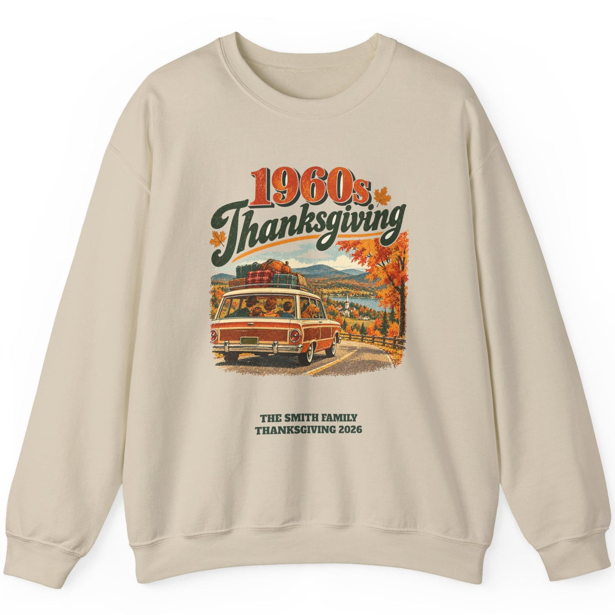 Custom 1960s Thanksgiving Family Road Trip Sweatshirt
