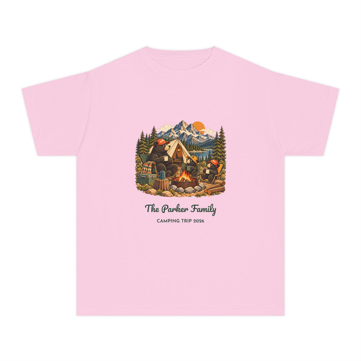Custom Kids Bear Campfire Tee