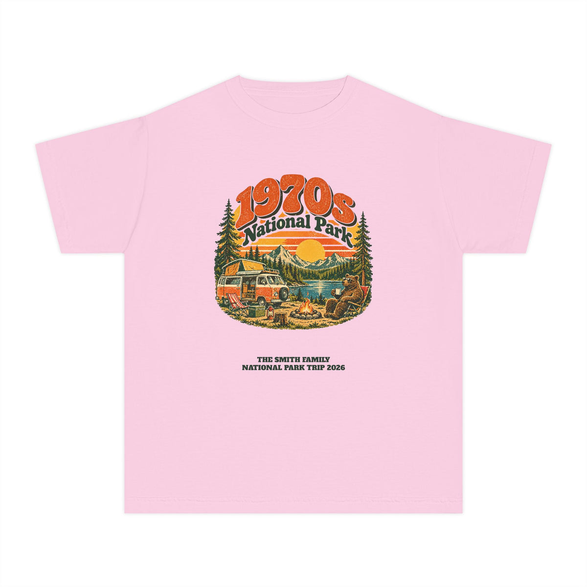 Custom Kids 1970s National Park Family Camping Shirt