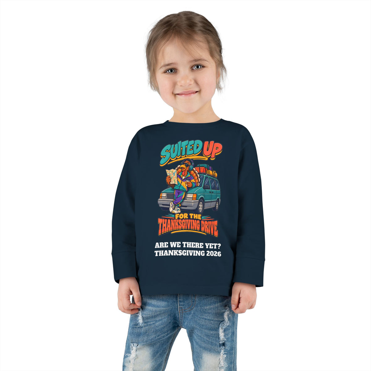 Custom Toddler Suited Up For The Thanksgiving Drive Long Sleeve Shirt
