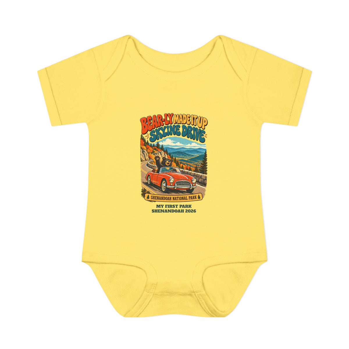 Custom Baby Shenandoah National Park Funny Bear Skyline Drive Onesie