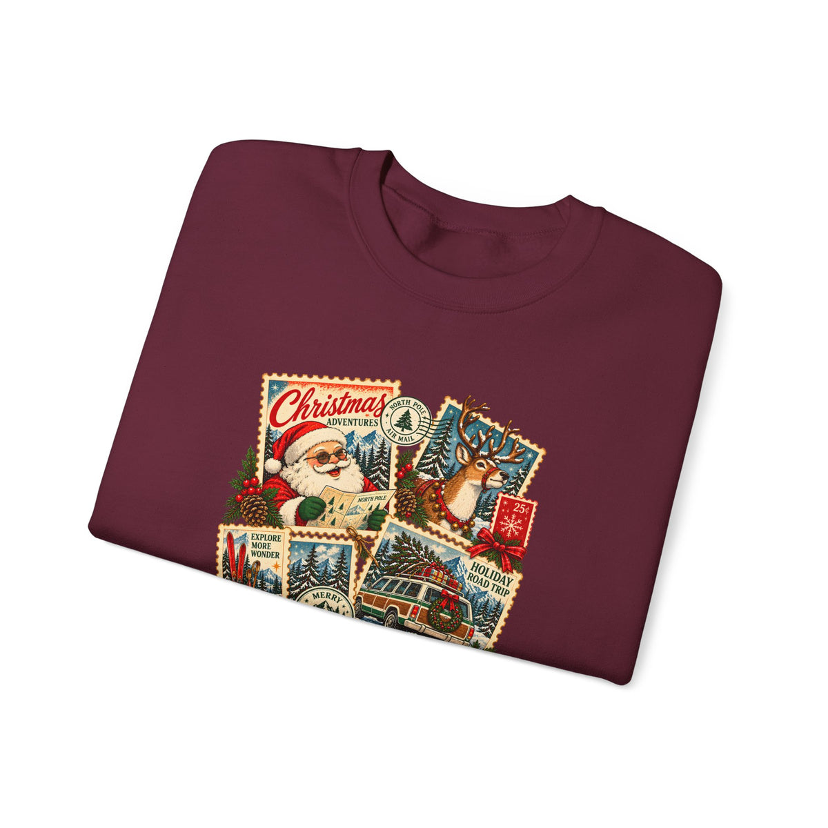 Custom Christmas Adventures Vintage Stamp Sweatshirt