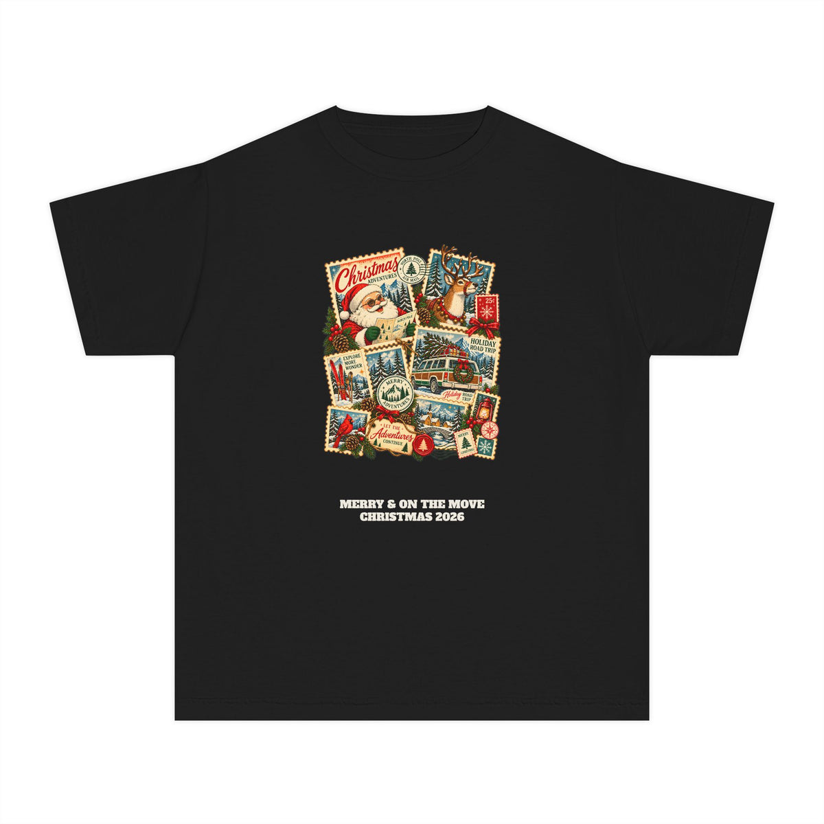 Custom Kids Christmas Adventures Vintage Stamp Shirt