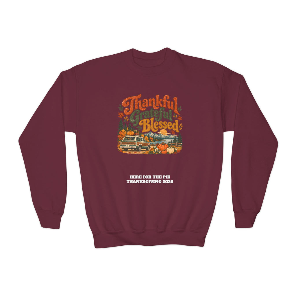 Custom Kids Thankful Grateful Blessed Thanksgiving Road Trip Sweatshirt