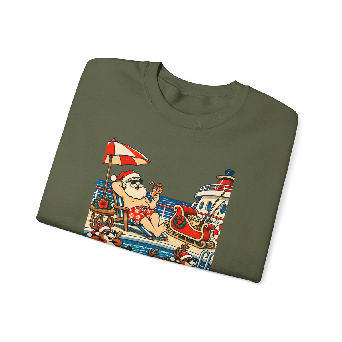 Custom Santa Pool Day Christmas Cruise Sweatshirt