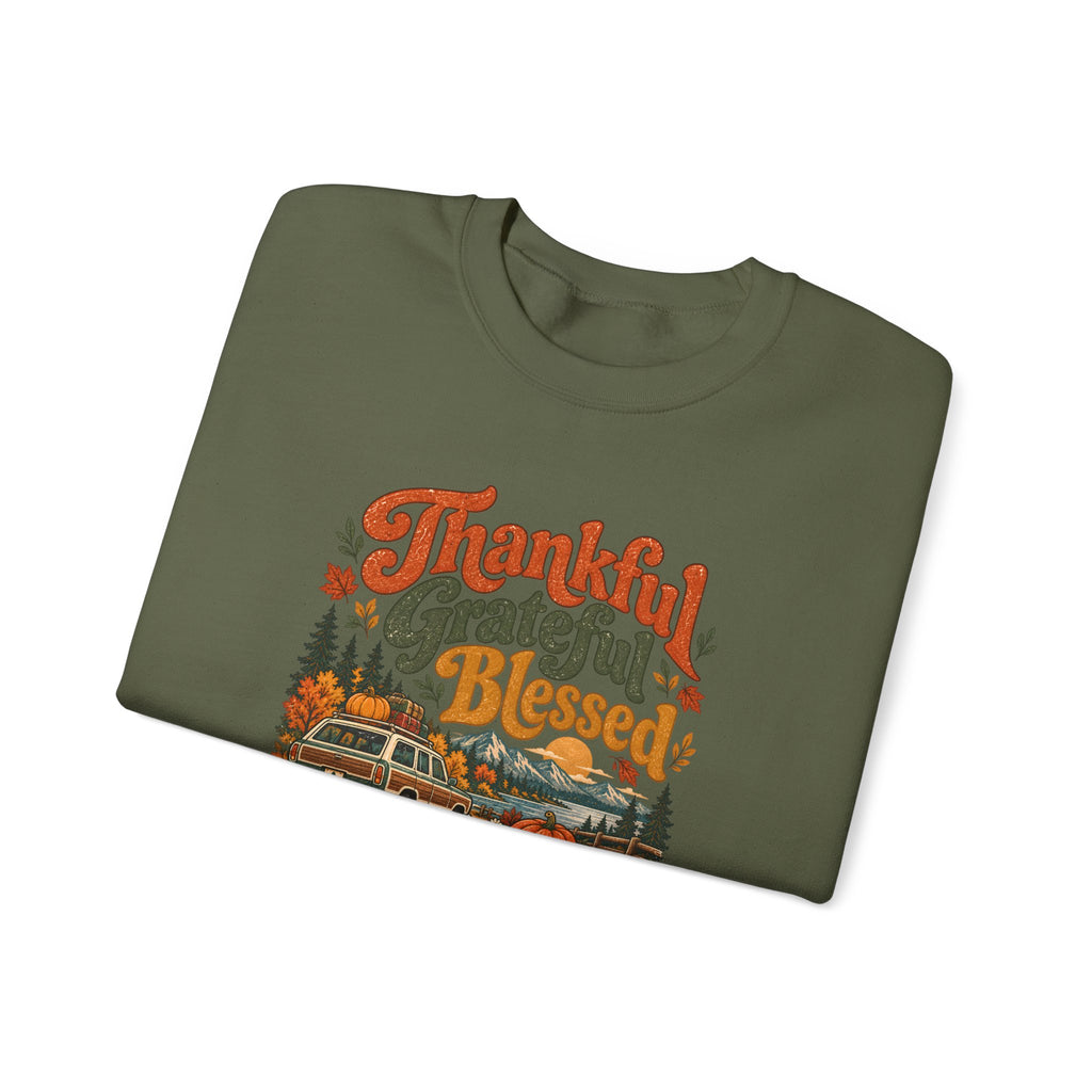 Custom Thankful Grateful Blessed Thanksgiving Road Trip Sweatshirt