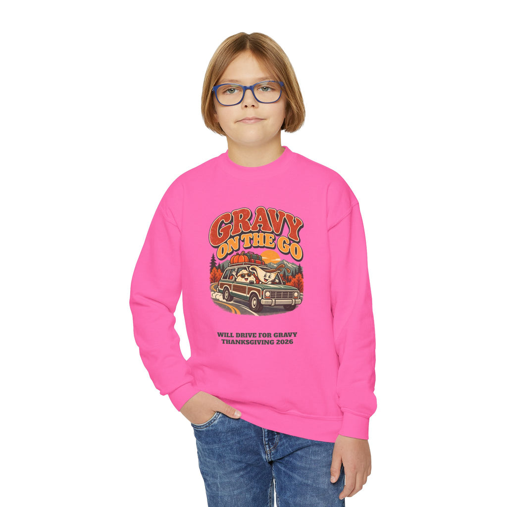 Custom Kids Gravy On The Go Thanksgiving Road Trip Sweatshirt