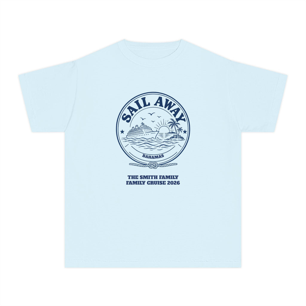 Custom Kids Sail Away Cruise Badge Shirt