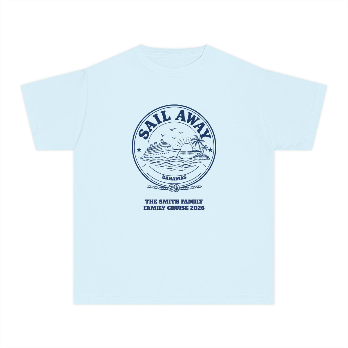 Custom Kids Sail Away Cruise Badge Shirt
