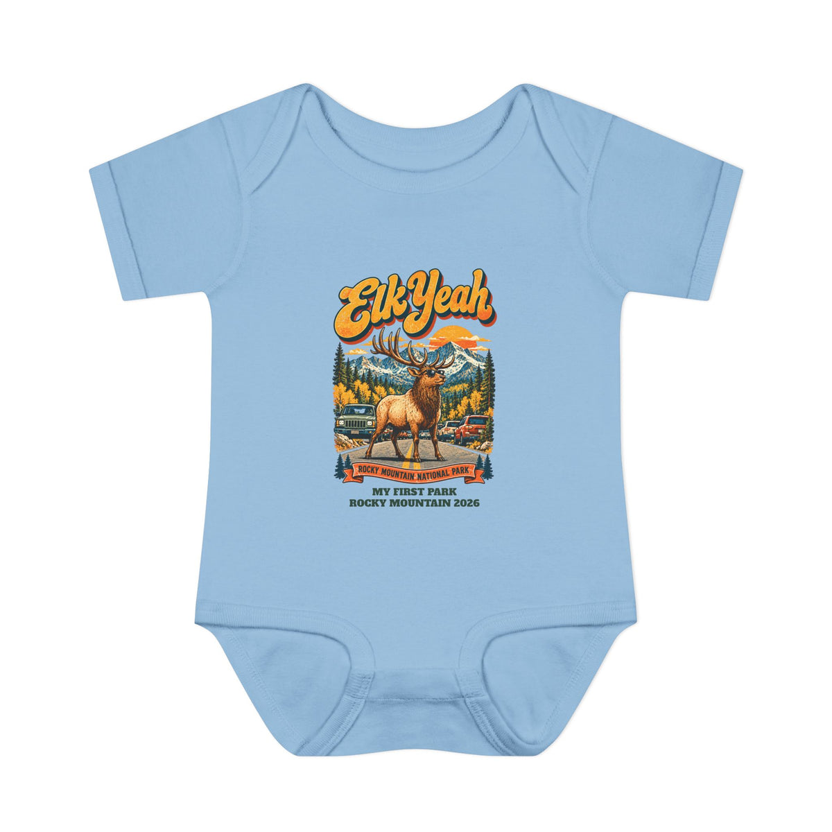Custom Baby Rocky Mountain National Park Elk Yeah Onesie