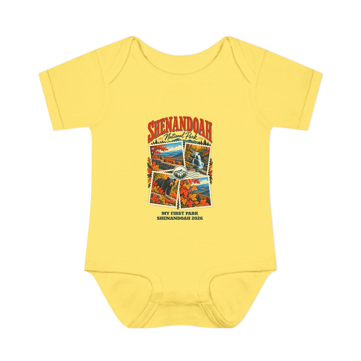 Custom Baby Shenandoah National Park Stamp Collage Onesie