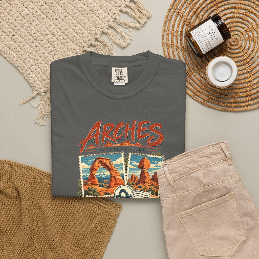 Custom Arches National Park Stamp Collage Shirt