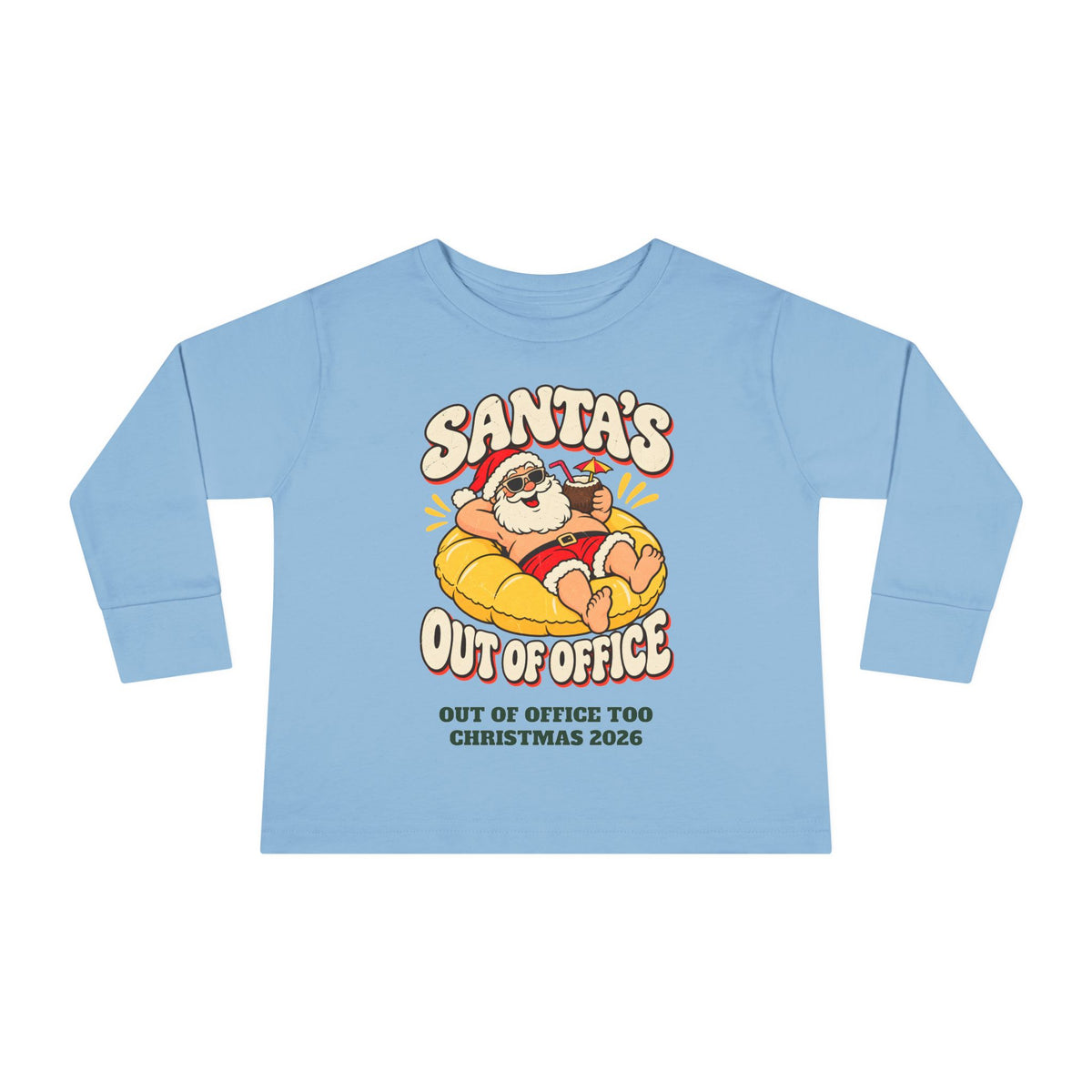 Custom Toddler Santa's Out Of Office Christmas Long Sleeve Shirt