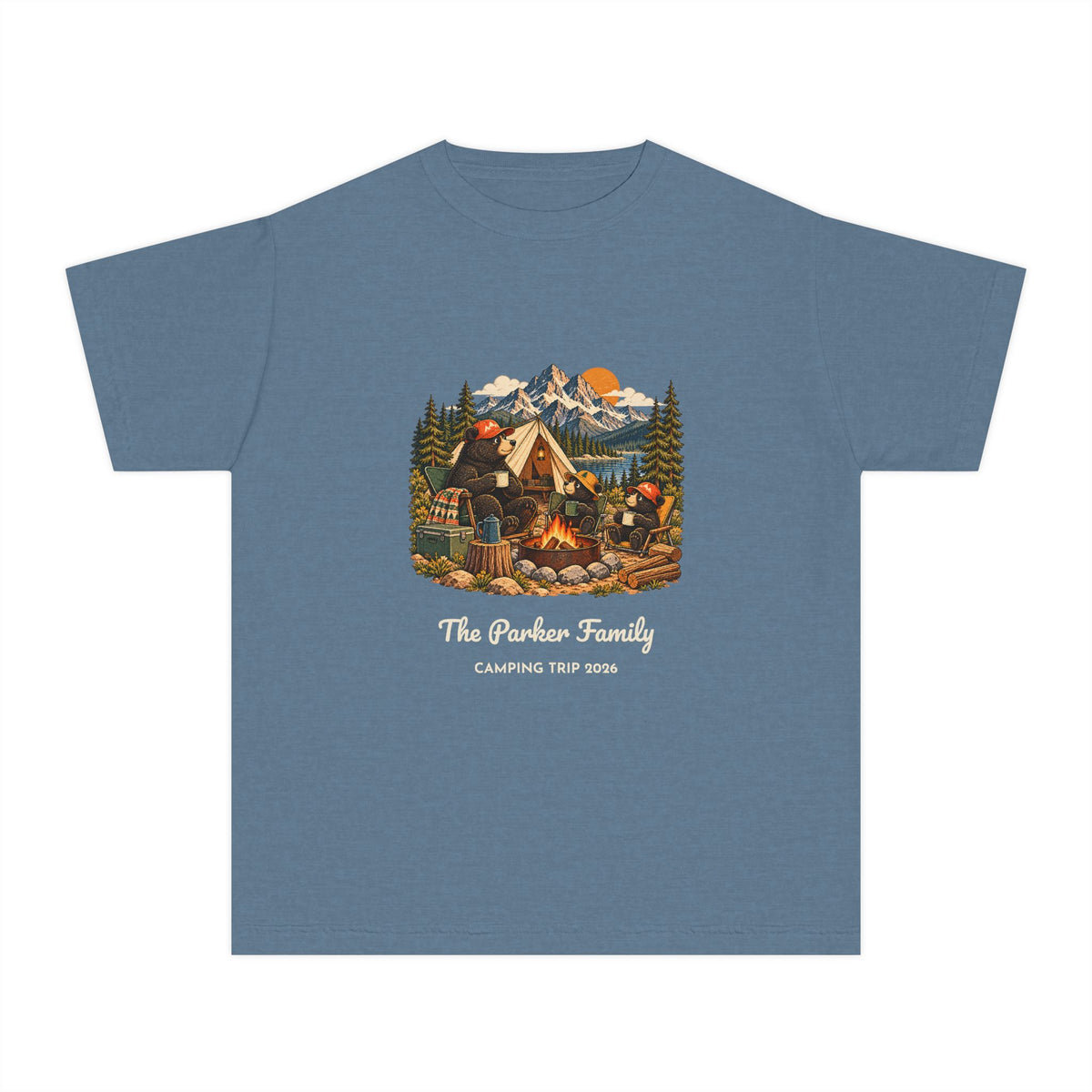 Custom Kids Bear Campfire Tee