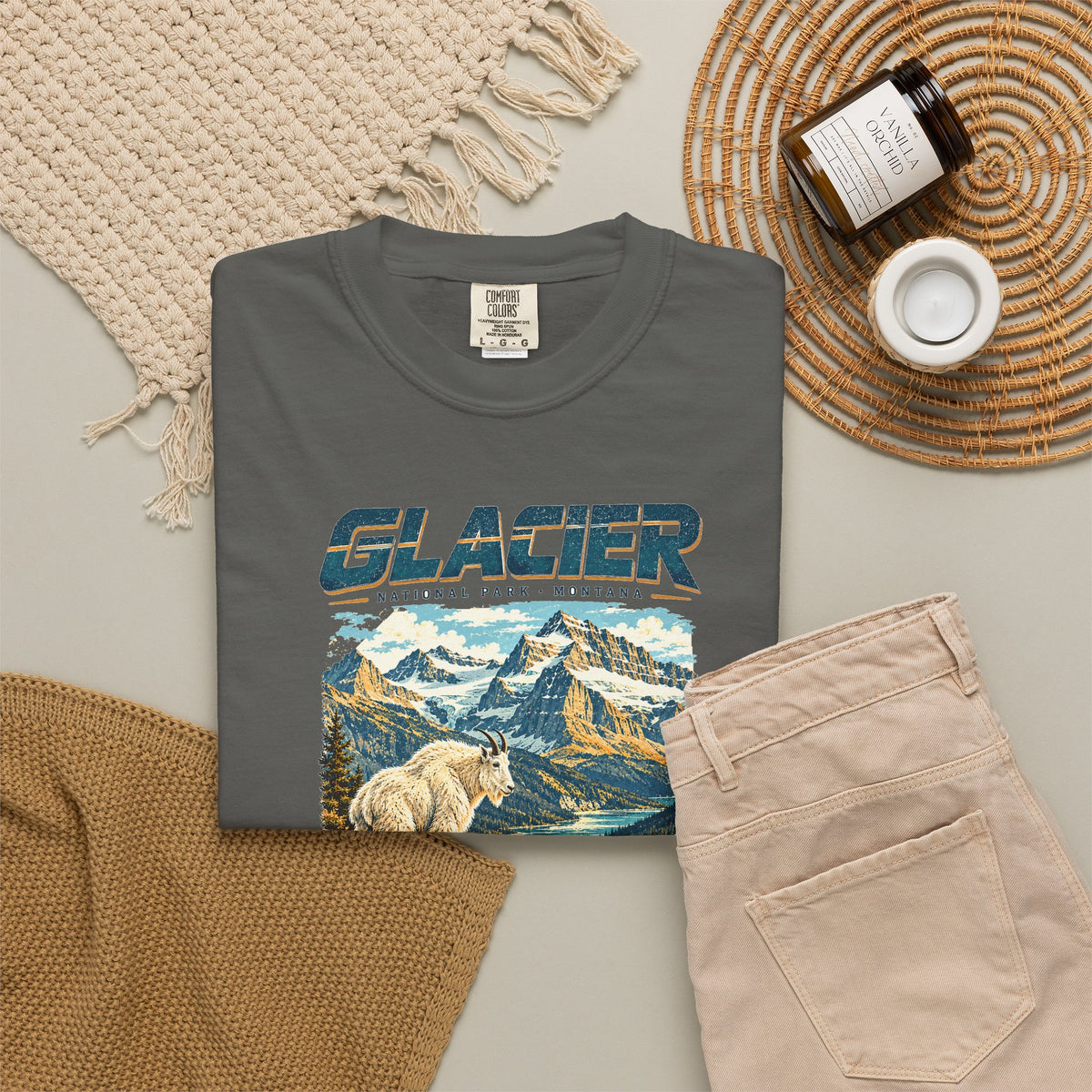 Custom Glacier National Park Vintage Mountain Goat Shirt