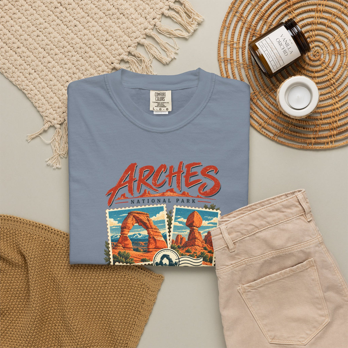 Custom Arches National Park Stamp Collage Shirt