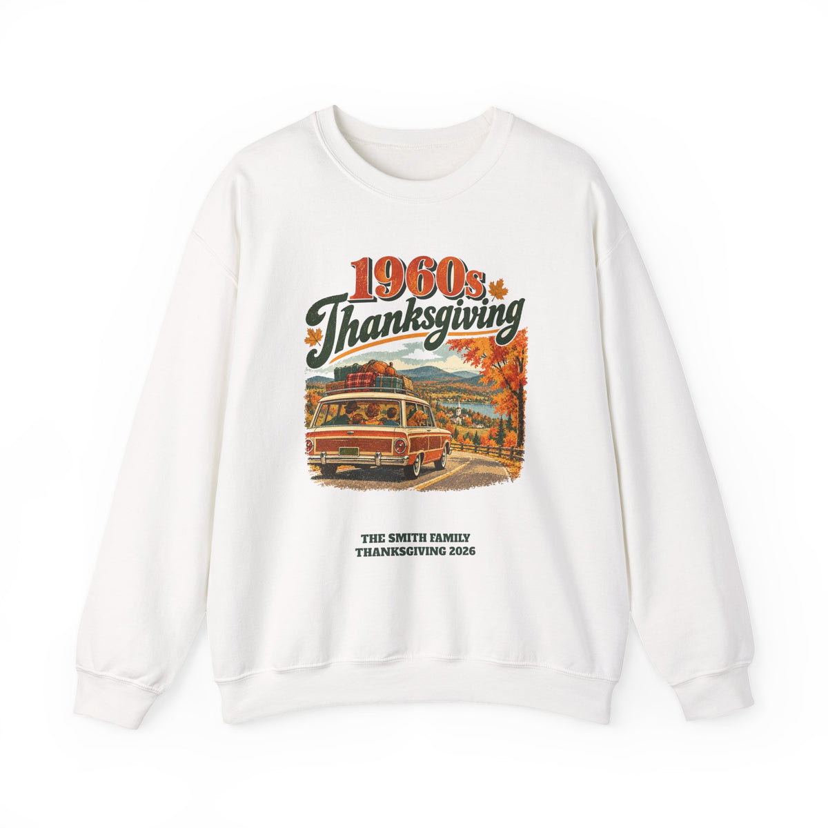 Custom 1960s Thanksgiving Family Road Trip Sweatshirt