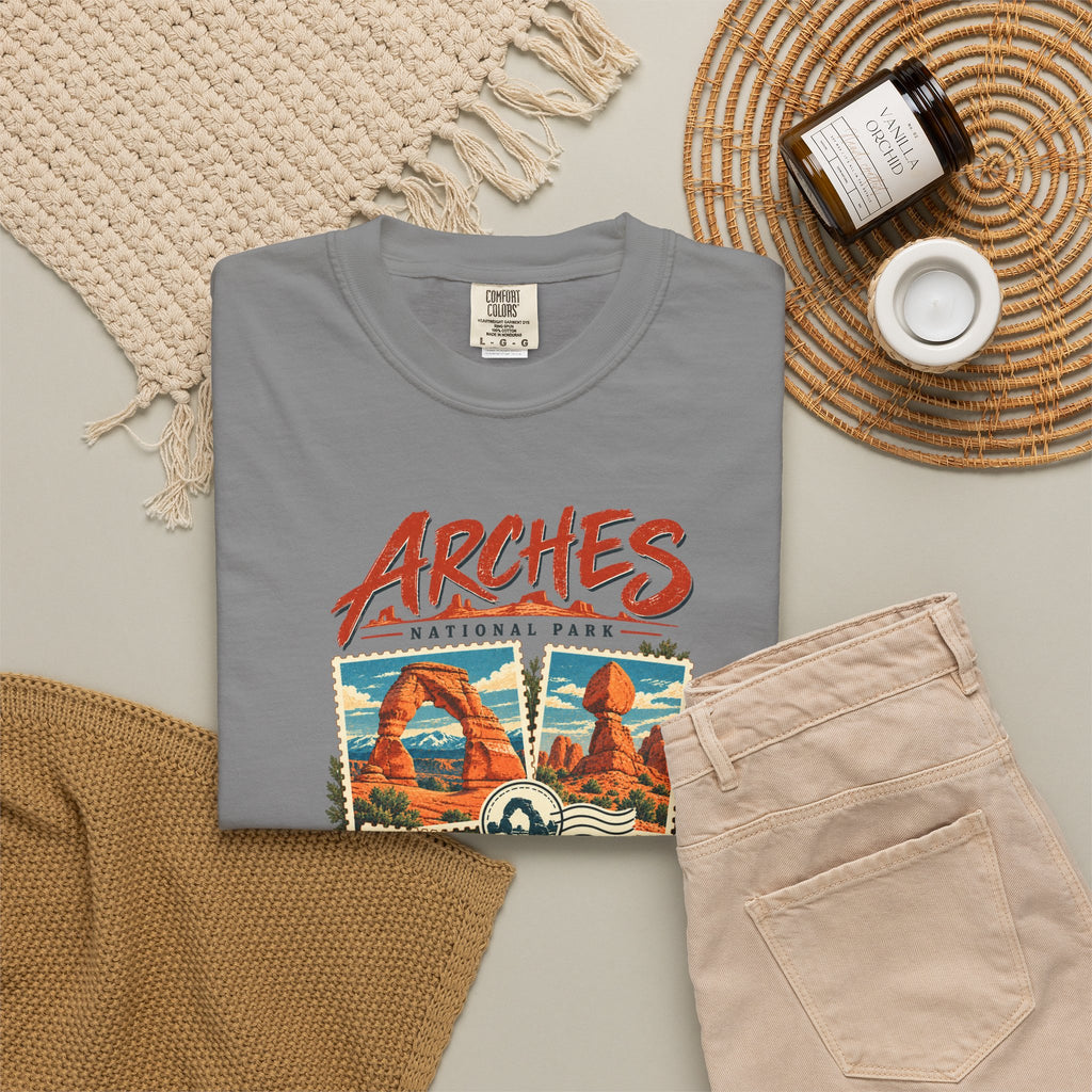 Custom Arches National Park Stamp Collage Shirt