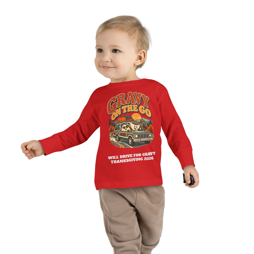 Custom Toddler Gravy On The Go Thanksgiving Road Trip Long Sleeve Shirt