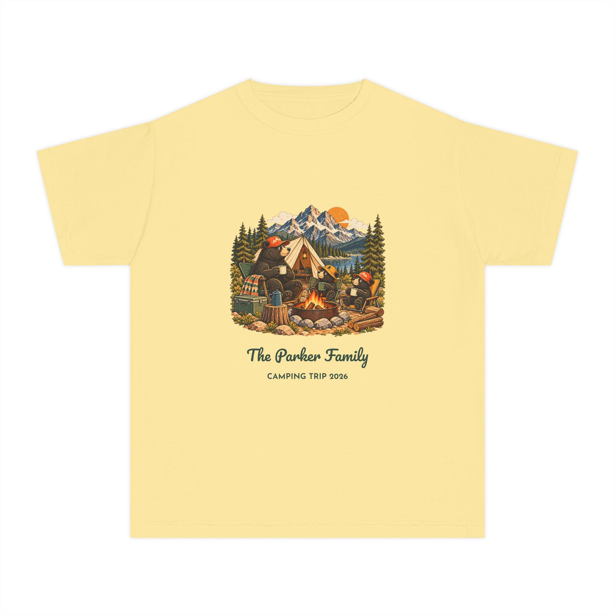 Custom Kids Bear Campfire Tee