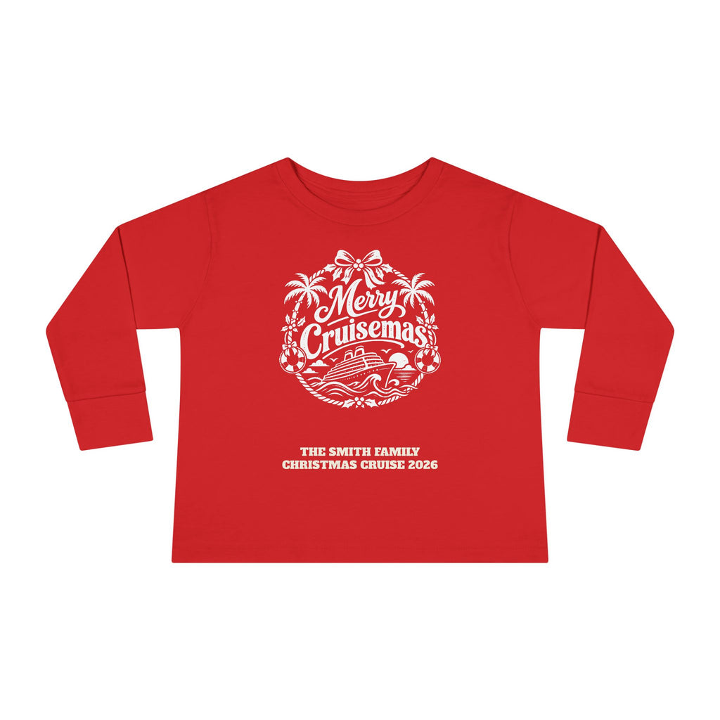 Custom Toddler Merry Cruisemas Palm Wreath Christmas Cruise Long Sleeve Shirt