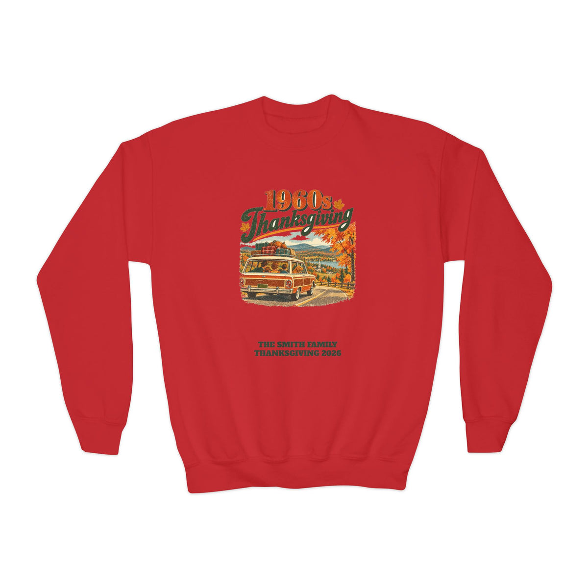 Custom Kids 1960s Thanksgiving Road Trip Sweatshirt
