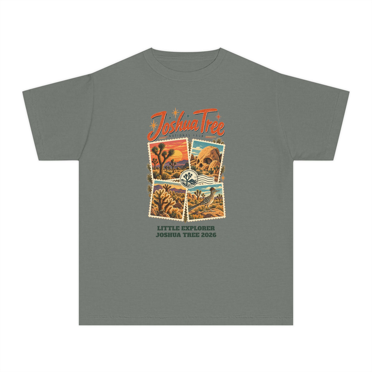 Custom Kids Joshua Tree National Park Stamp Collage Shirt