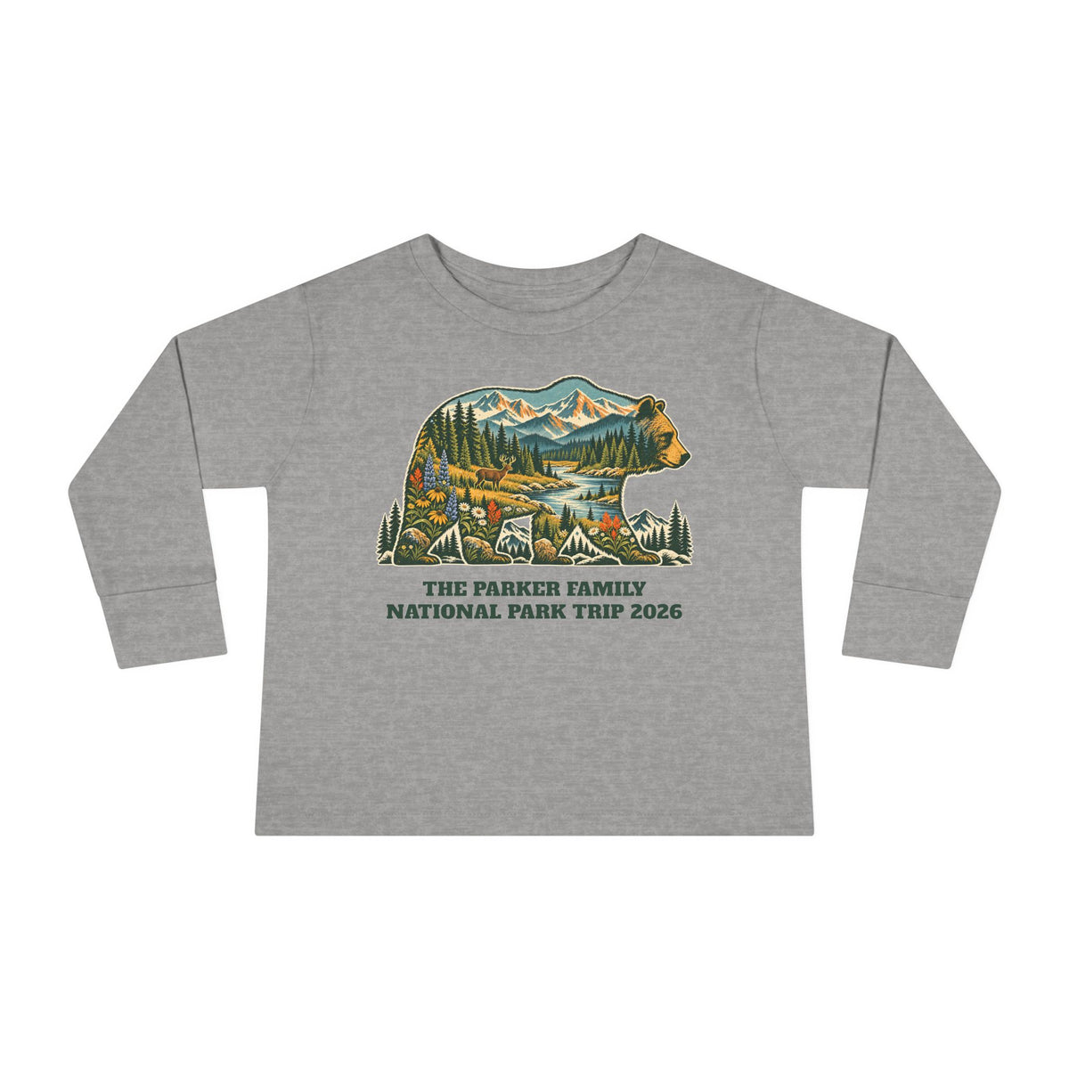 Custom Toddler National Park Bear Long Sleeve Shirt