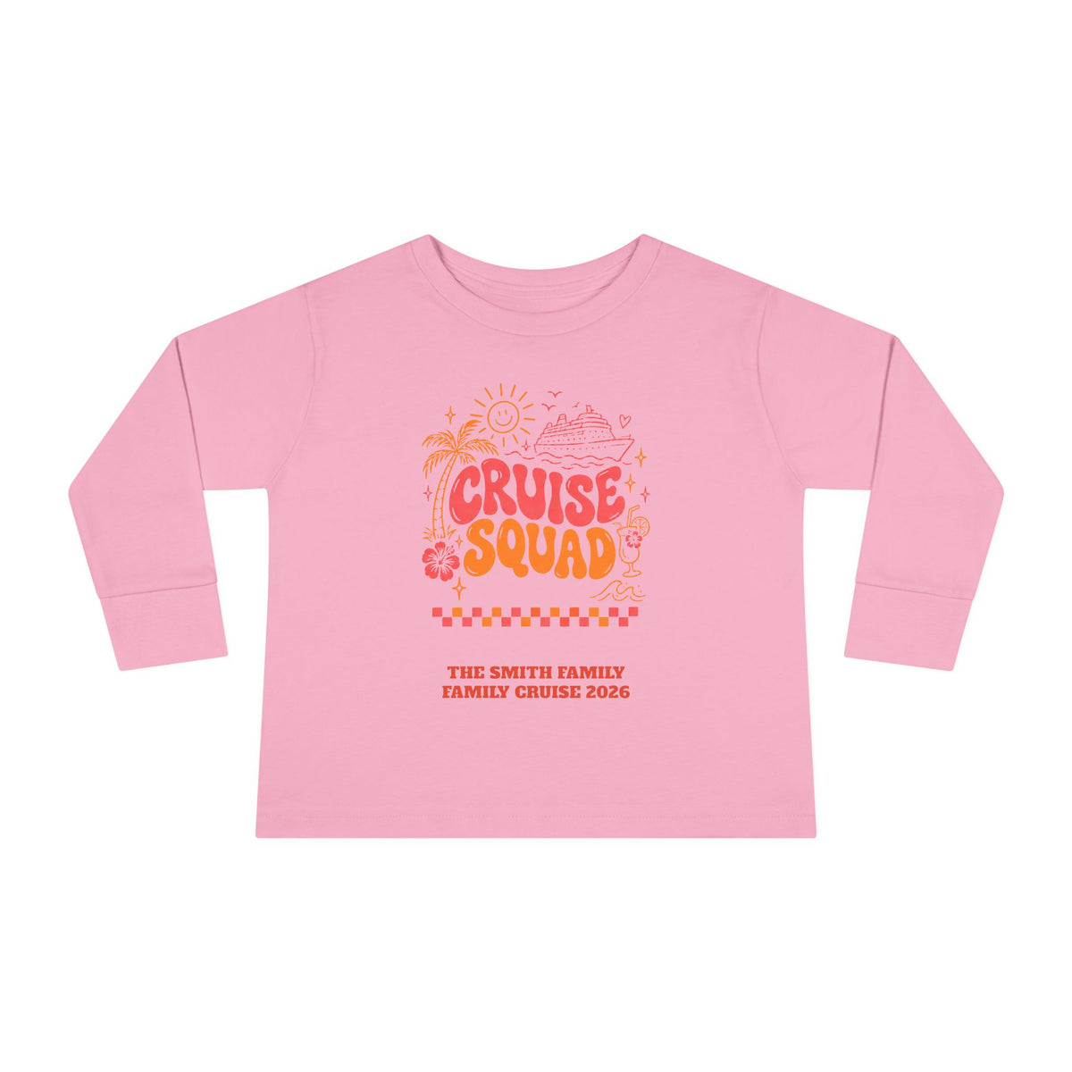 Custom Toddler Cruise Squad Retro Family Cruise Long Sleeve Shirt