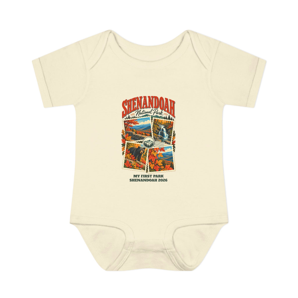 Custom Baby Shenandoah National Park Stamp Collage Onesie