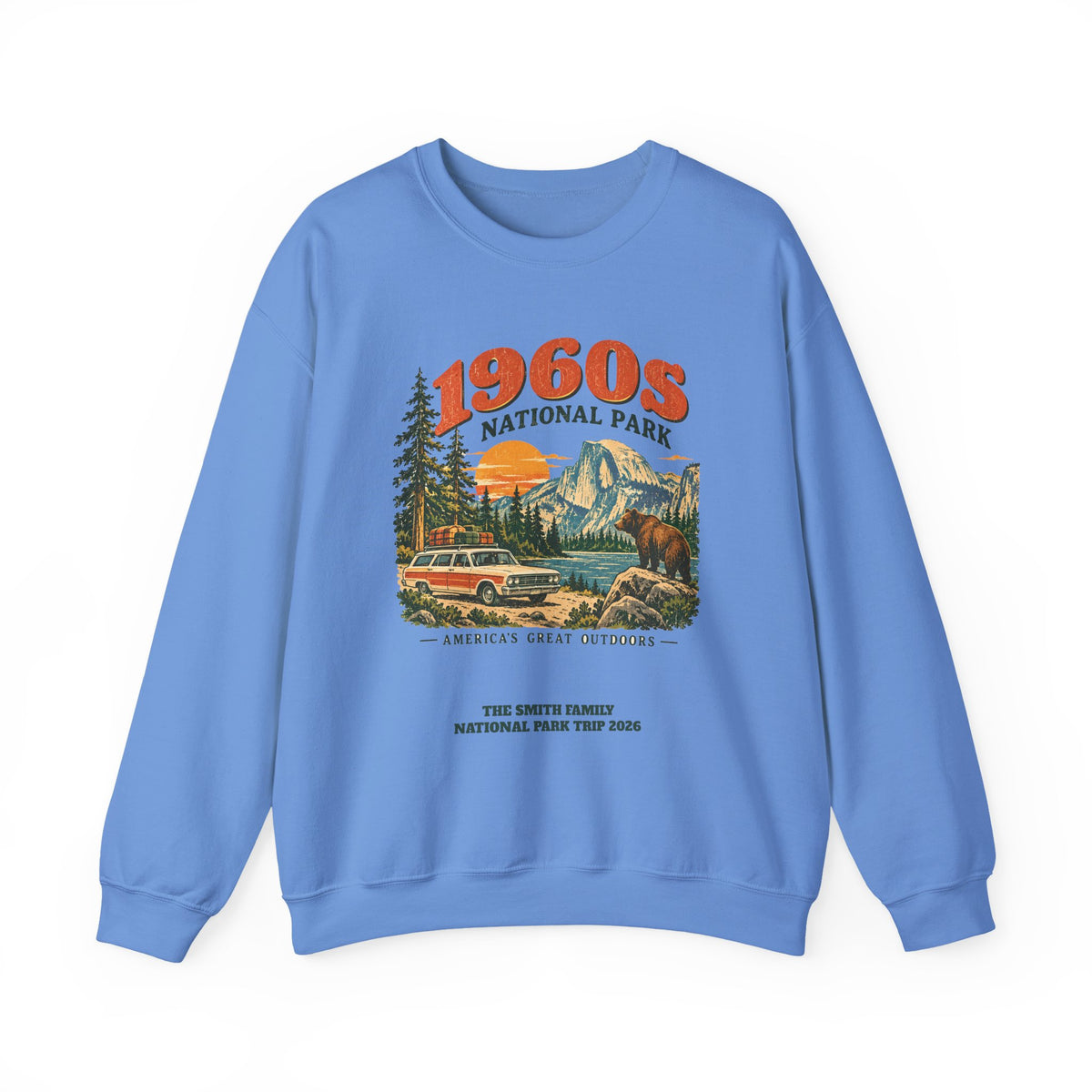 Custom 1960s National Park Family Trip Sweatshirt