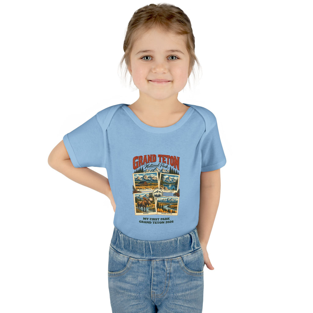 Custom Baby Grand Teton National Park Stamp Collage Onesie
