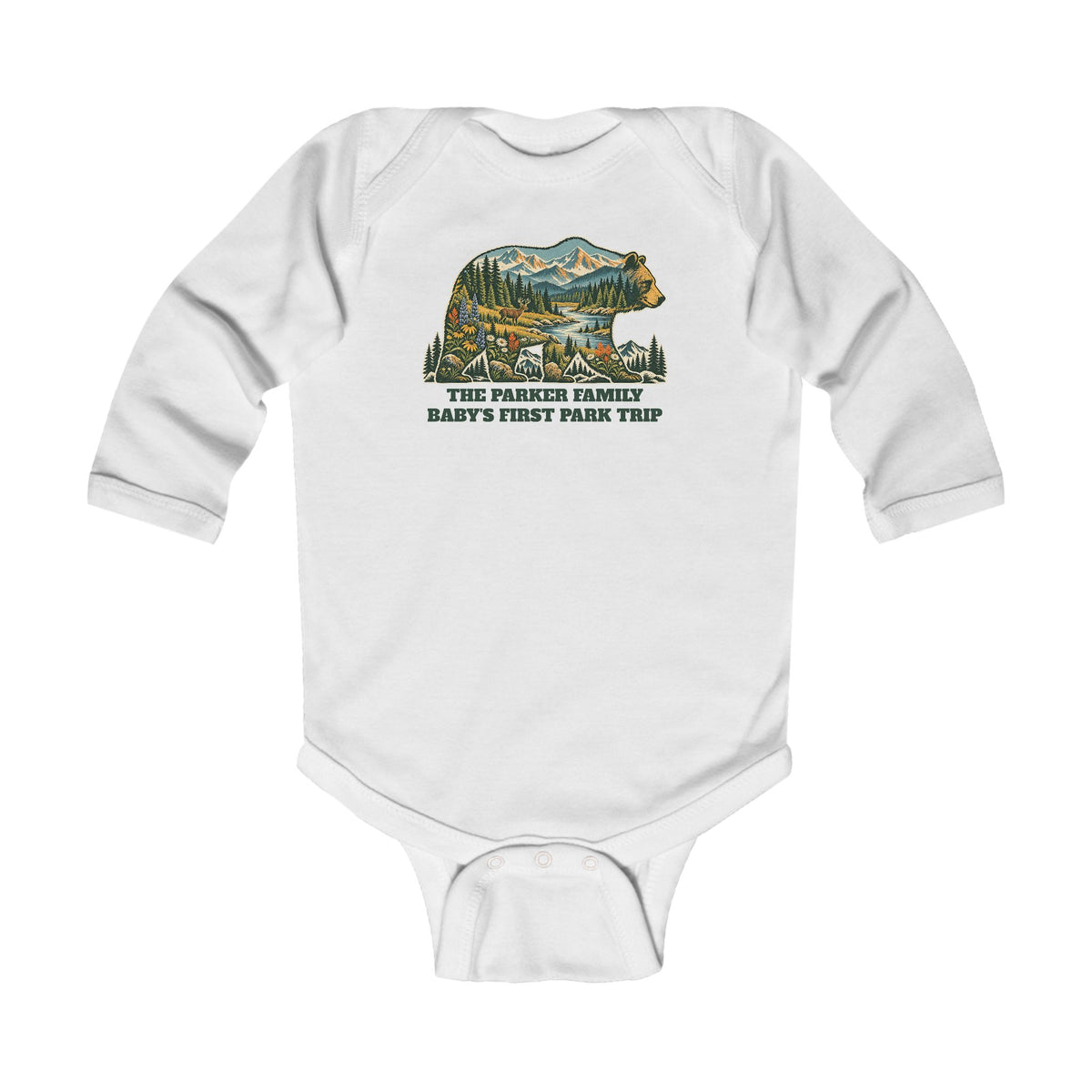 Custom Baby National Park Bear Long Sleeve Onesie