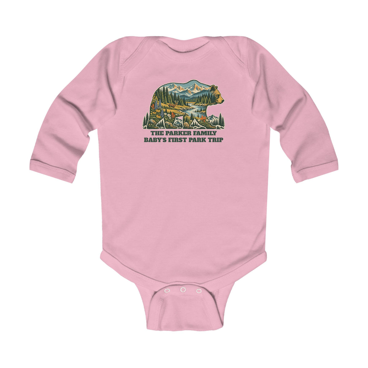 Custom Baby National Park Bear Long Sleeve Onesie