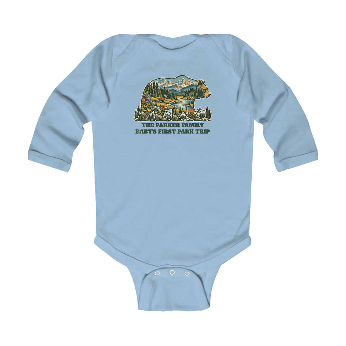 Custom Baby National Park Bear Long Sleeve Onesie