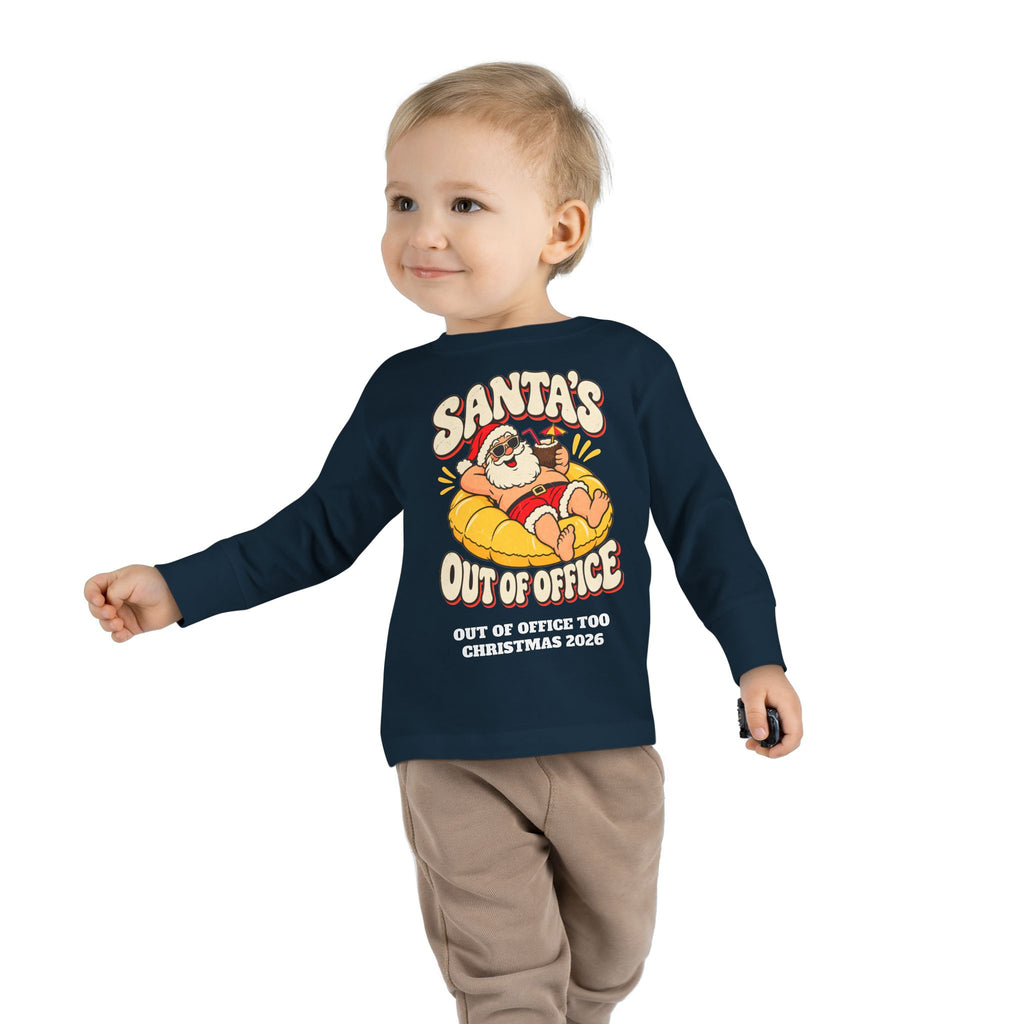 Custom Toddler Santa's Out Of Office Christmas Long Sleeve Shirt