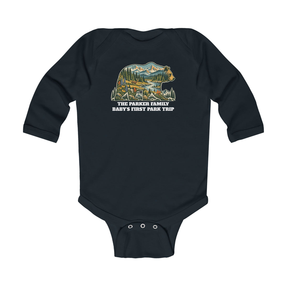 Custom Baby National Park Bear Long Sleeve Onesie